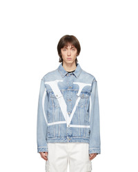 Мужская голубая джинсовая куртка с принтом от Valentino