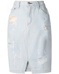 Голубая джинсовая рваная юбка-карандаш от Rag and Bone