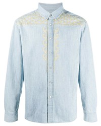 Мужская голубая джинсовая рубашка с вышивкой от Isabel Marant