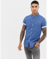 Мужская голубая джинсовая рубашка с коротким рукавом от ASOS DESIGN