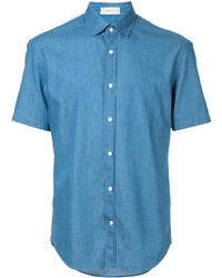 Мужская голубая джинсовая рубашка с коротким рукавом от Cerruti