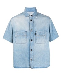 Мужская голубая джинсовая рубашка с коротким рукавом от Haikure