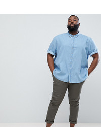Мужская голубая джинсовая рубашка с коротким рукавом от Jacamo