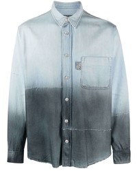 Мужская голубая джинсовая рубашка с принтом тай-дай от Roberto Cavalli
