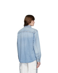 Мужская голубая джинсовая рубашка с принтом от Valentino