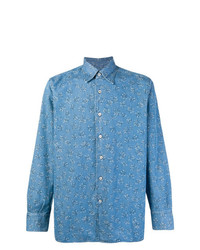 Мужская голубая джинсовая рубашка с принтом от Canali
