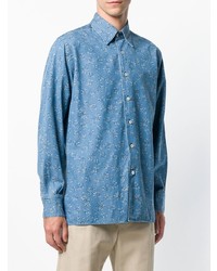 Мужская голубая джинсовая рубашка с принтом от Canali