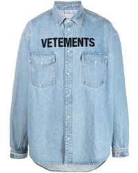 Мужская голубая джинсовая рубашка с принтом от Vetements