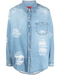 Мужская голубая джинсовая рубашка от 424