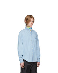 Мужская голубая джинсовая рубашка от Prada