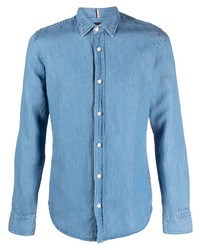 Мужская голубая джинсовая рубашка от BOSS