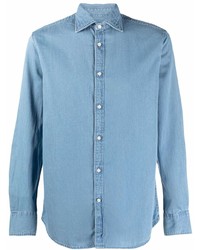 Мужская голубая джинсовая рубашка от Deperlu
