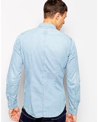 Мужская голубая джинсовая рубашка от G Star