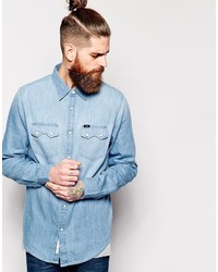 Мужская голубая джинсовая рубашка от Lee