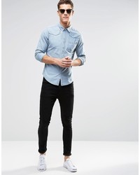 Мужская голубая джинсовая рубашка от Esprit