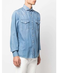 Мужская голубая джинсовая рубашка от Brunello Cucinelli