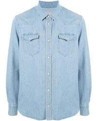 Мужская голубая джинсовая рубашка от MAISON KITSUNÉ