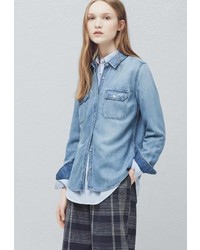 Женская голубая джинсовая рубашка от Mango