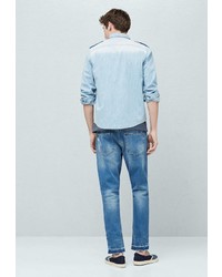 Мужская голубая джинсовая рубашка от Mango Man