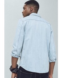 Мужская голубая джинсовая рубашка от Mango Man