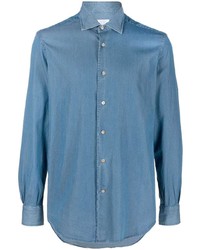 Мужская голубая джинсовая рубашка от Mazzarelli