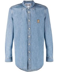 Мужская голубая джинсовая рубашка от Moschino