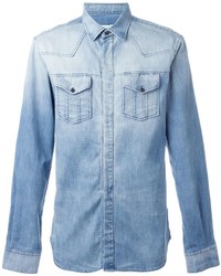 Мужская голубая джинсовая рубашка от Pierre Balmain