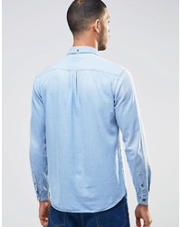 Мужская голубая джинсовая рубашка от Pull&Bear