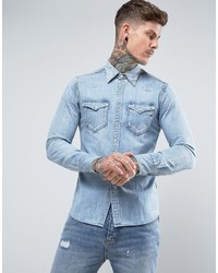 Мужская голубая джинсовая рубашка от Replay