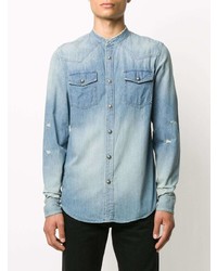 Мужская голубая джинсовая рубашка от Balmain