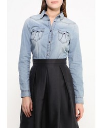 Женская голубая джинсовая рубашка от Sisley