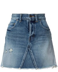 Голубая джинсовая юбка от Saint Laurent