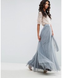 Голубая длинная юбка из фатина от Needle & Thread