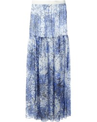 Голубая длинная юбка с цветочным принтом