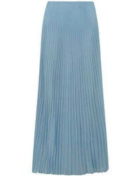 Голубая длинная юбка со складками