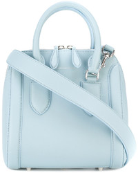 Голубая замшевая большая сумка от Alexander McQueen