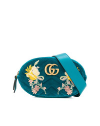 Голубая замшевая поясная сумка от Gucci