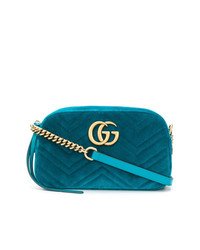 Голубая замшевая сумка через плечо от Gucci