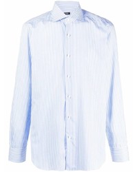 Мужская голубая классическая рубашка в вертикальную полоску от Barba