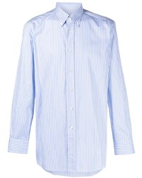 Мужская голубая классическая рубашка в вертикальную полоску от Brioni