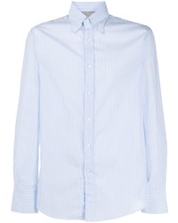 Мужская голубая классическая рубашка в вертикальную полоску от Brunello Cucinelli