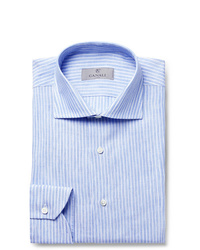 Мужская голубая классическая рубашка в вертикальную полоску от Canali
