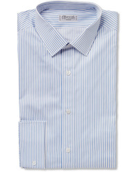 Мужская голубая классическая рубашка в вертикальную полоску от Charvet