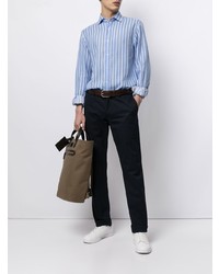 Мужская голубая классическая рубашка в вертикальную полоску от Ralph Lauren Purple Label