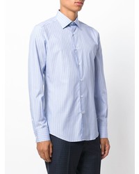 Мужская голубая классическая рубашка в вертикальную полоску от Fashion Clinic Timeless