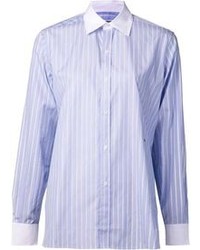 Женская голубая классическая рубашка в вертикальную полоску от Current/Elliott
