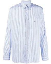 Мужская голубая классическая рубашка в вертикальную полоску от Etro