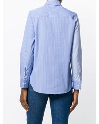 Женская голубая классическая рубашка в вертикальную полоску от Golden Goose Deluxe Brand