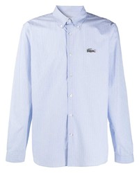 Мужская голубая классическая рубашка в вертикальную полоску от Lacoste