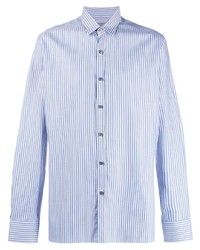 Мужская голубая классическая рубашка в вертикальную полоску от Lanvin